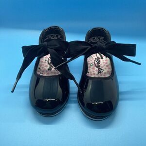 Capezio Tap Shoes Girls Toddler Size 7M Tyette Jr Black Patent Dance New‎ In Box